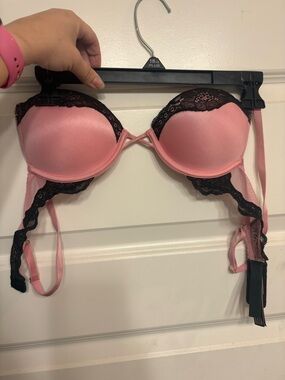 Victoria's Secret Pink and Black Lace Push-Up Bra